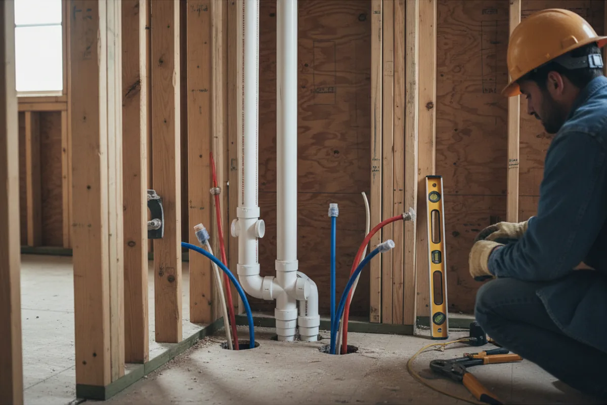 Drain and supply rough-in during Leak Detection in Round O